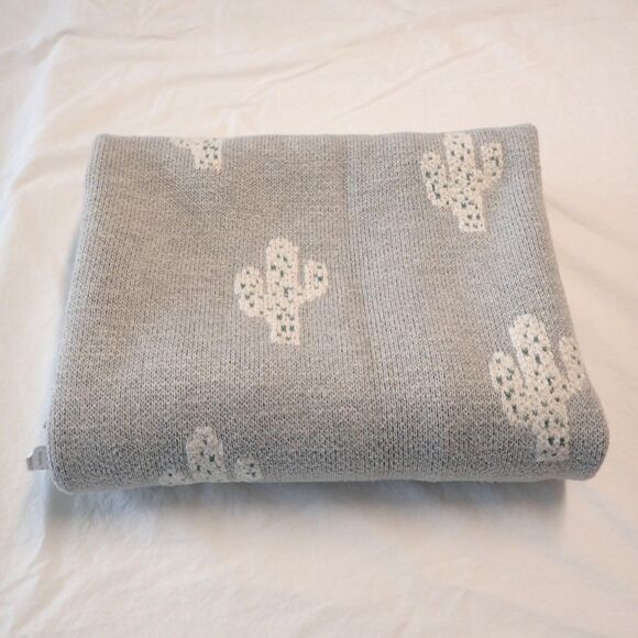 Cozy Cactus Cotton Knit Blanket – Child or Lap Size Throw, Boho Nursery Decor - Picture 1 of 12